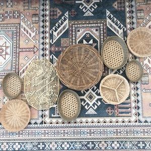 Boho Basket Wall Art Set of 9 Green